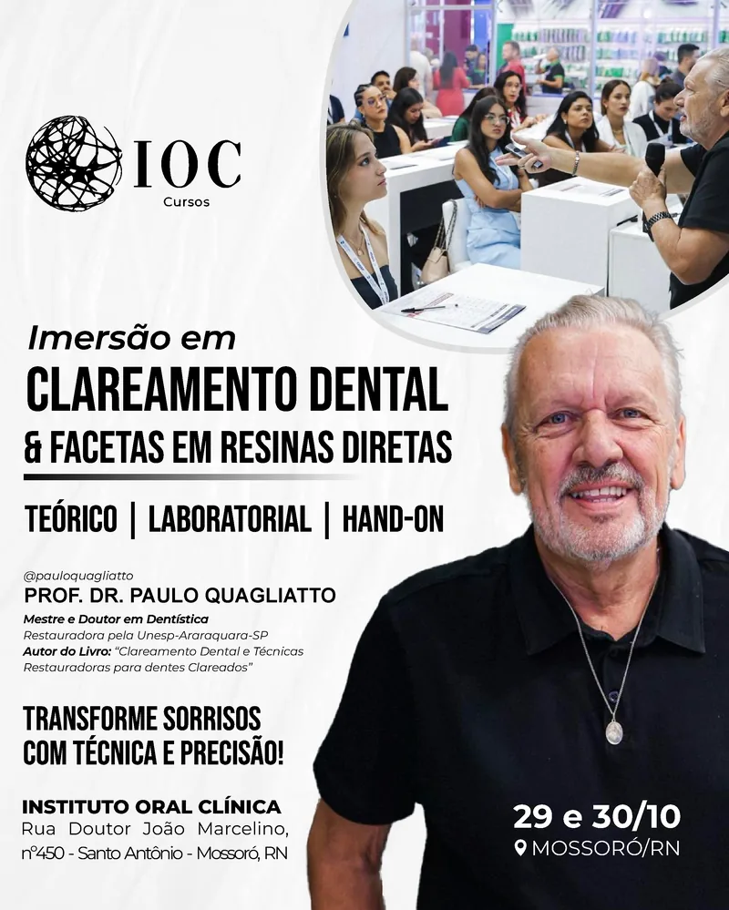 Cartaz Oficial da Imersão em Clareamento Dental e Facetas em Resinas Diretas - Prof. Dr. Paulo Quagliatto